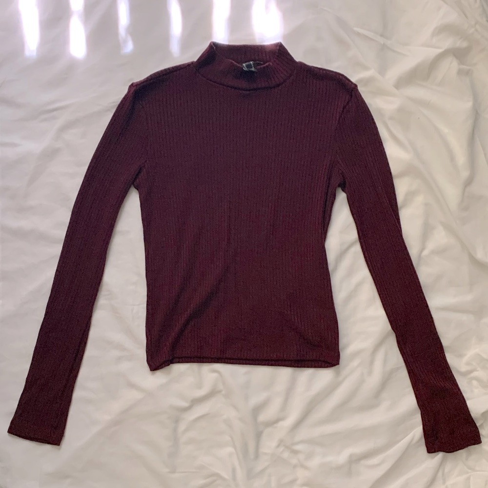 Burgundy Turtleneck Top